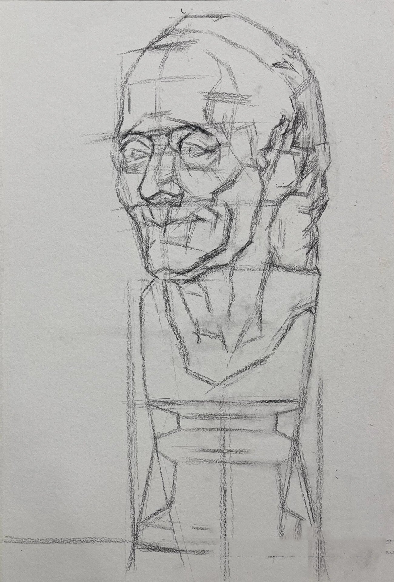 石膏像伏尔泰步骤 马老师素描步骤 阶段教学带画