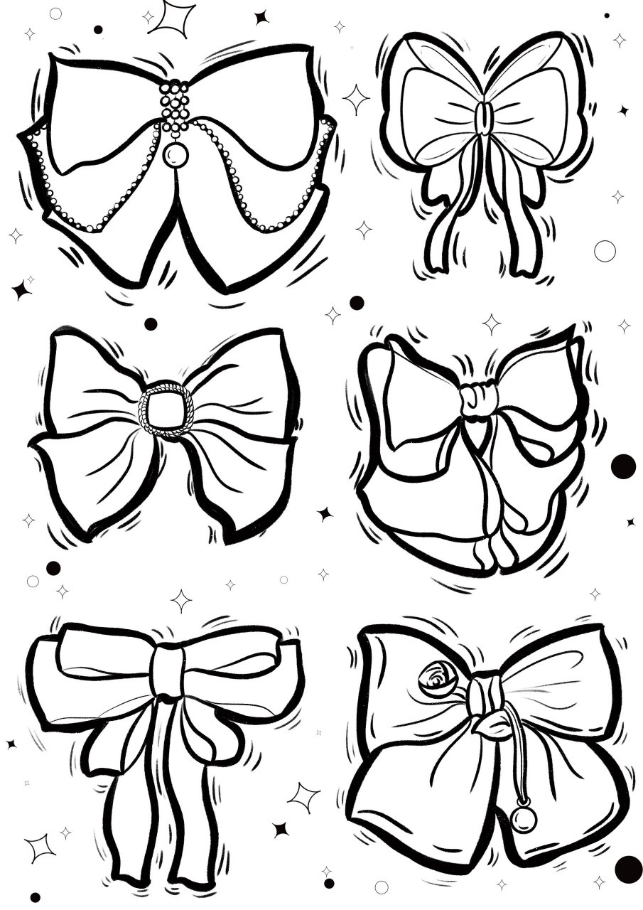 蝴蝶结简笔画素材 手帐手抄报素材