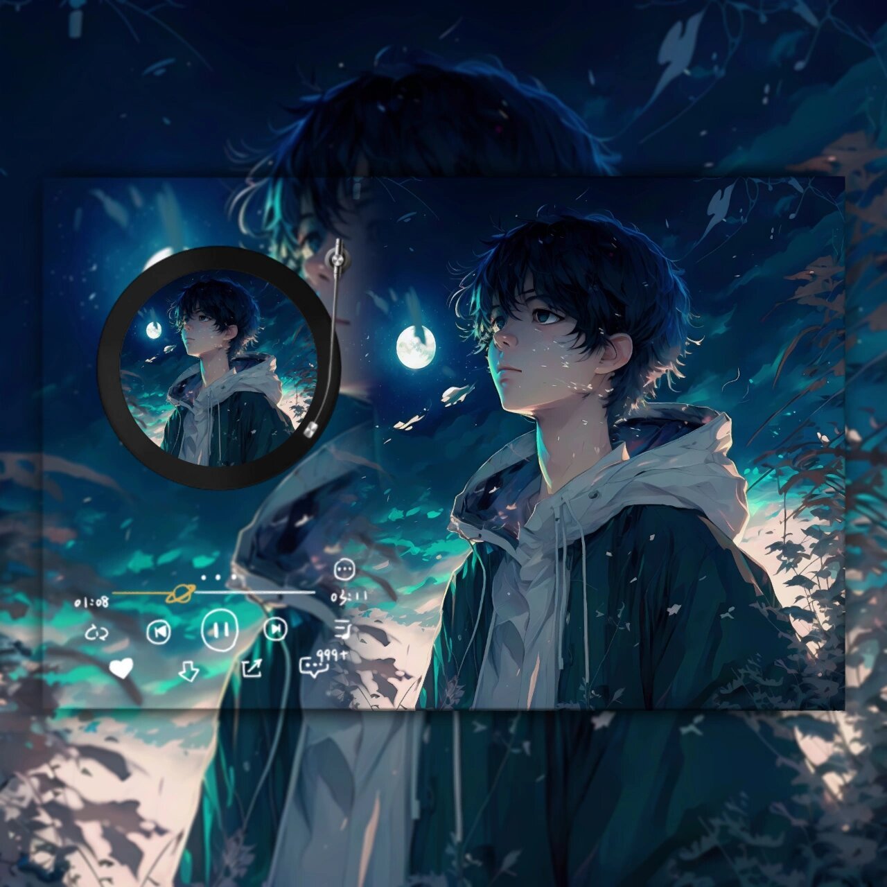 动漫男头(月下少年) #ai绘画# #优质头像# #动漫男头