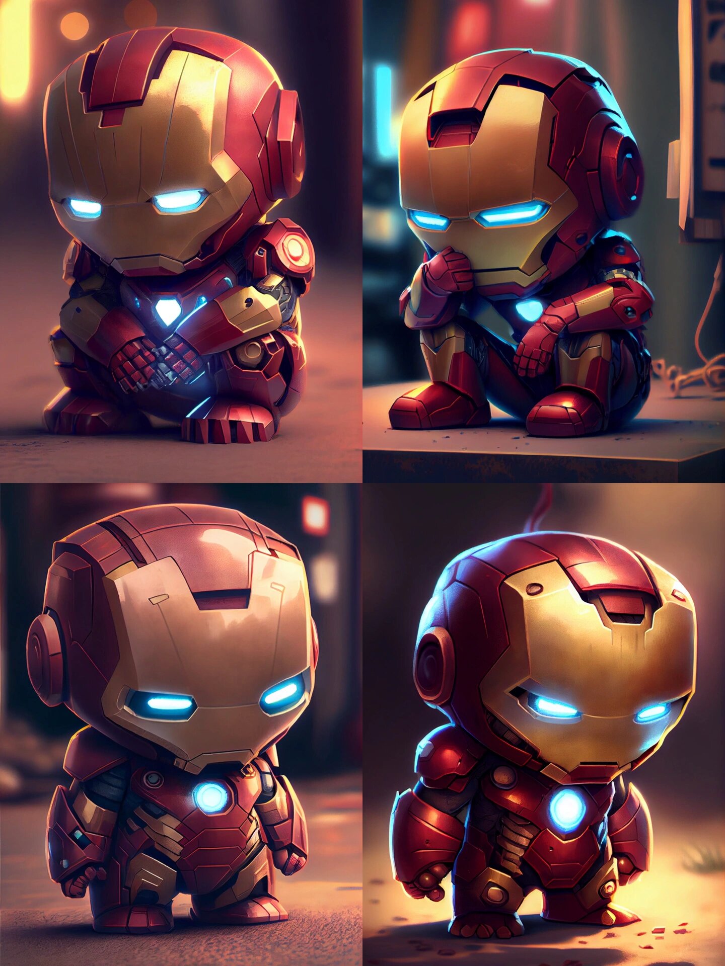 周末了,一组不想上班的q版钢铁侠丨ai插画