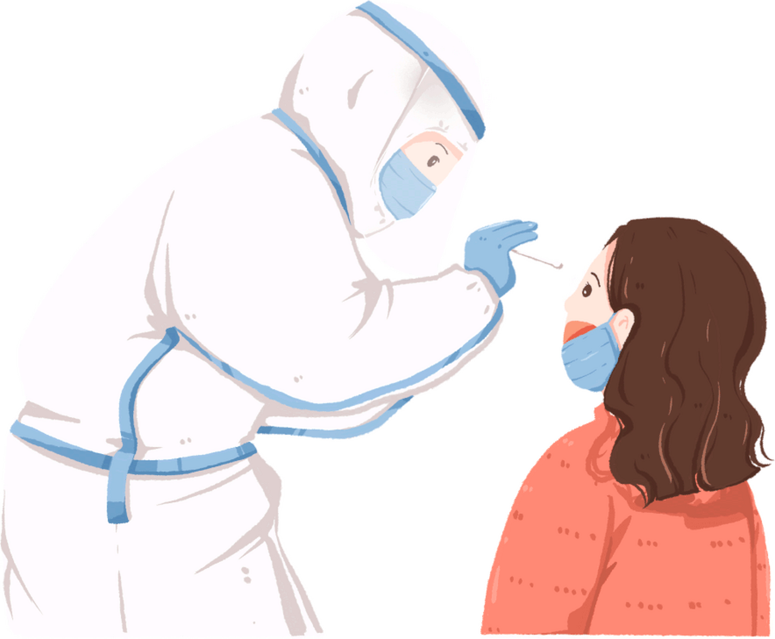 做核酸检测时,鼻拭子的棉签插得较深,咽拭子可能刺激咽喉造成不适