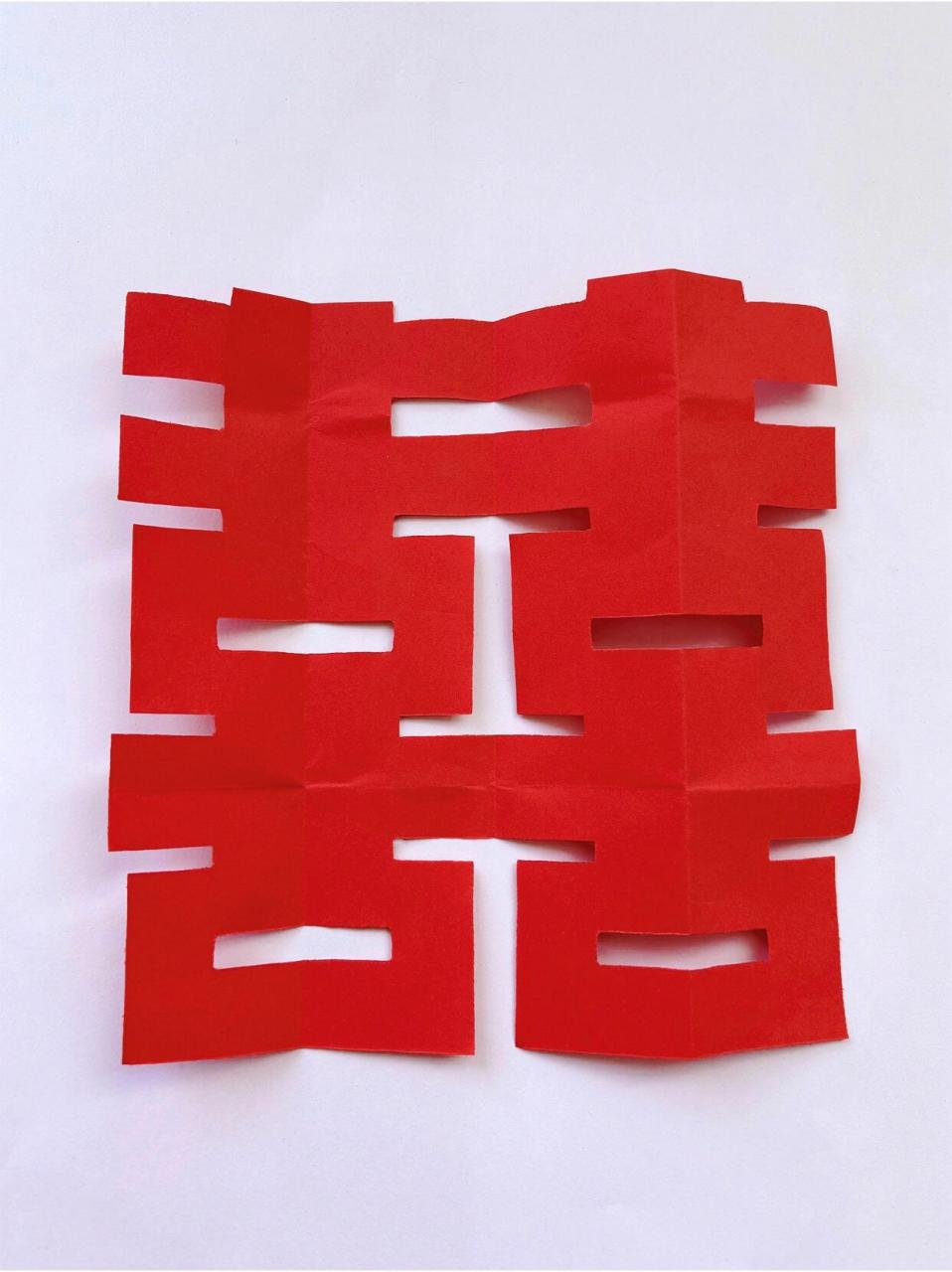 传统双喜字剪纸教程图解