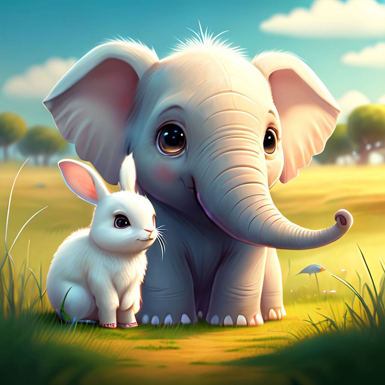 动物童话小故事之《兔子和老虎》 从前,有一只老虎和一只兔子,它们