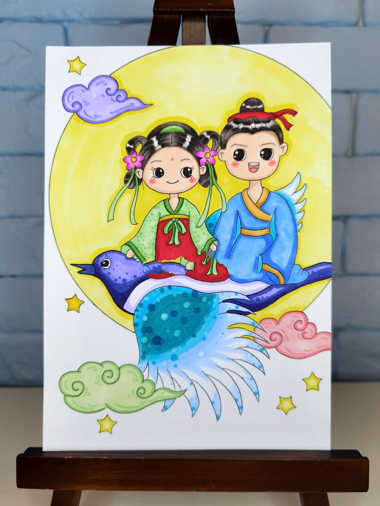 七夕节绘画       七夕节到了,画一幅美美的画送给爱的人!