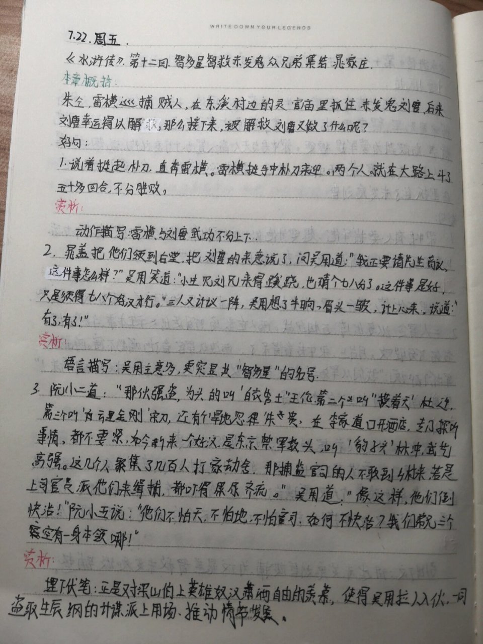 水浒传好句 手写图片