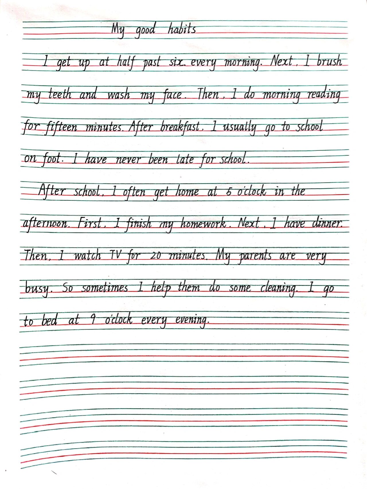 92.小学英语作文97好习惯9699