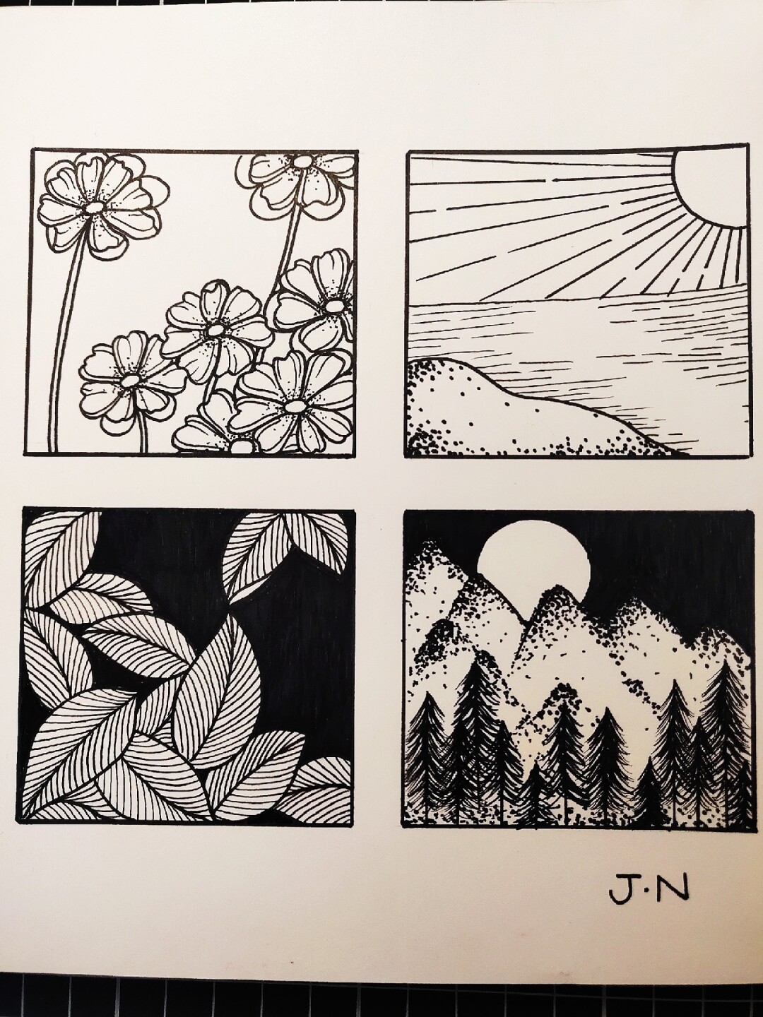 作品用平面画的画春夏秋冬四季素描图片大全集用点线面画这样诠释四季