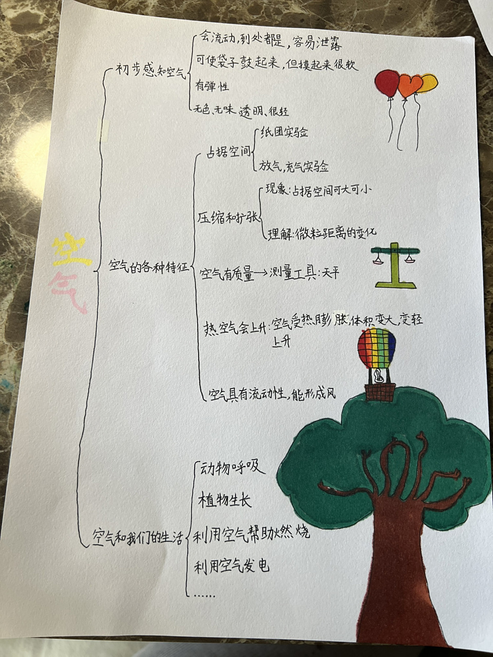 三上科学三个单元思维导图 全程独立完成,不管做的好不好,老母终于