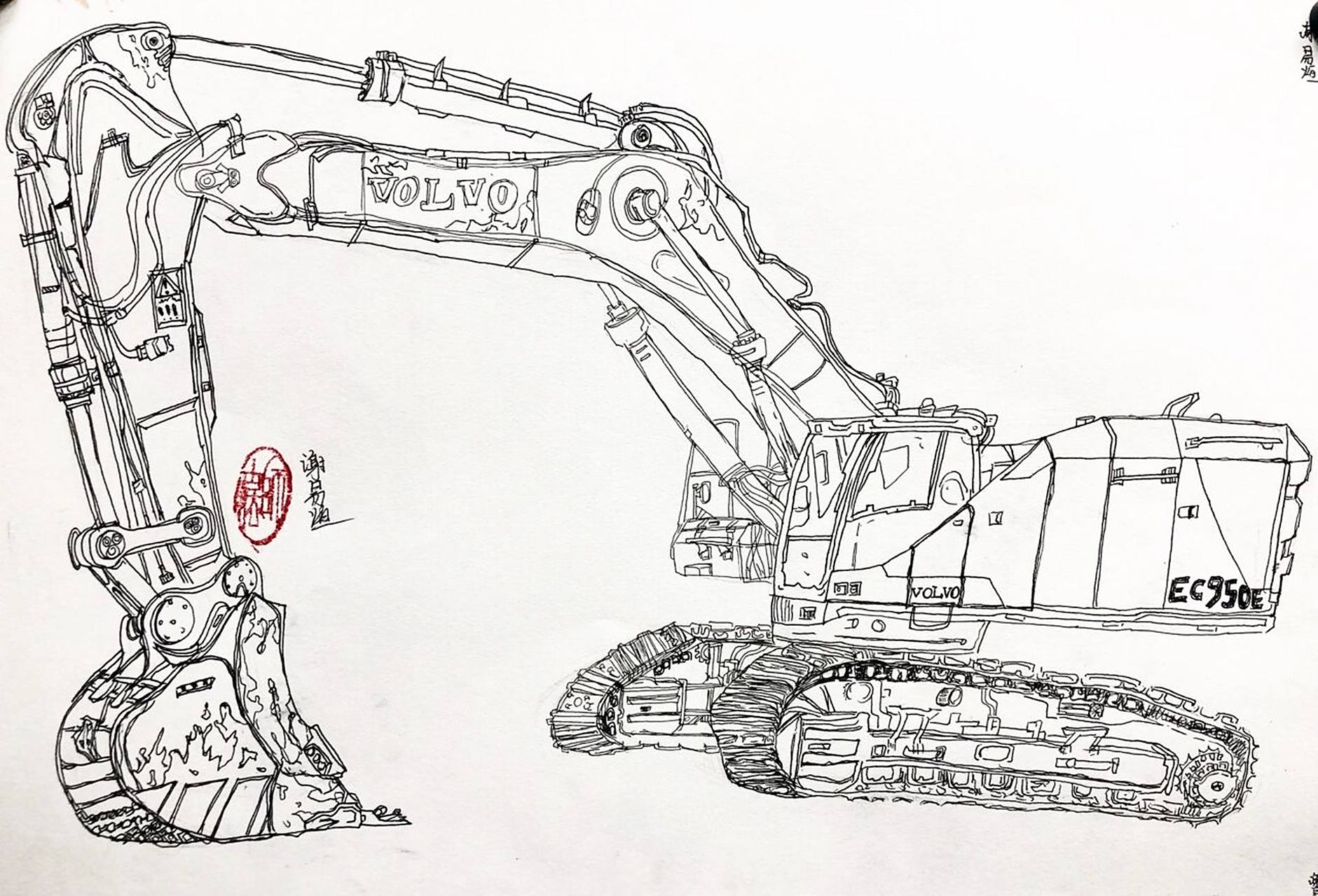 《挖挖挖掘机》 不亏是我大山东的孩子,背靠篮翔,不会开,也会画