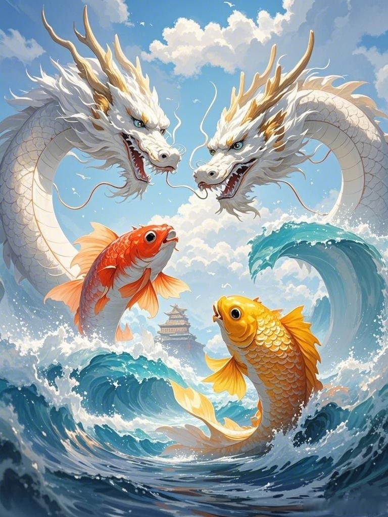 双龙矗立,威风凛凛,仿佛守护着无上的尊严