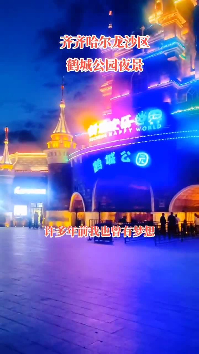 鹤城公园夜景图片