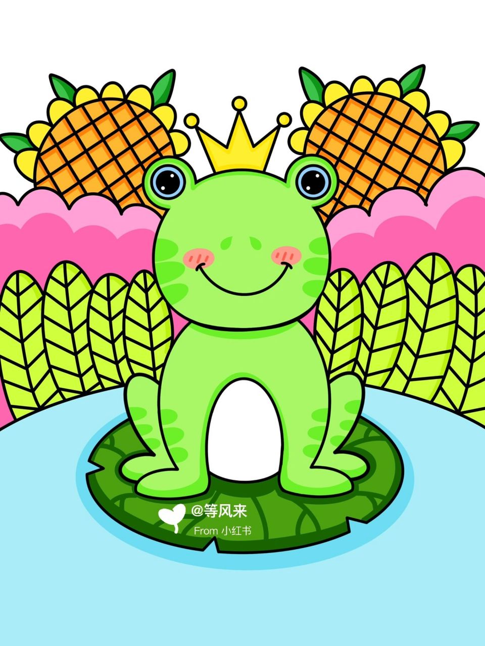 青蛙90 创意画 儿童画 简笔画 9615线稿 #创意美术儿童画