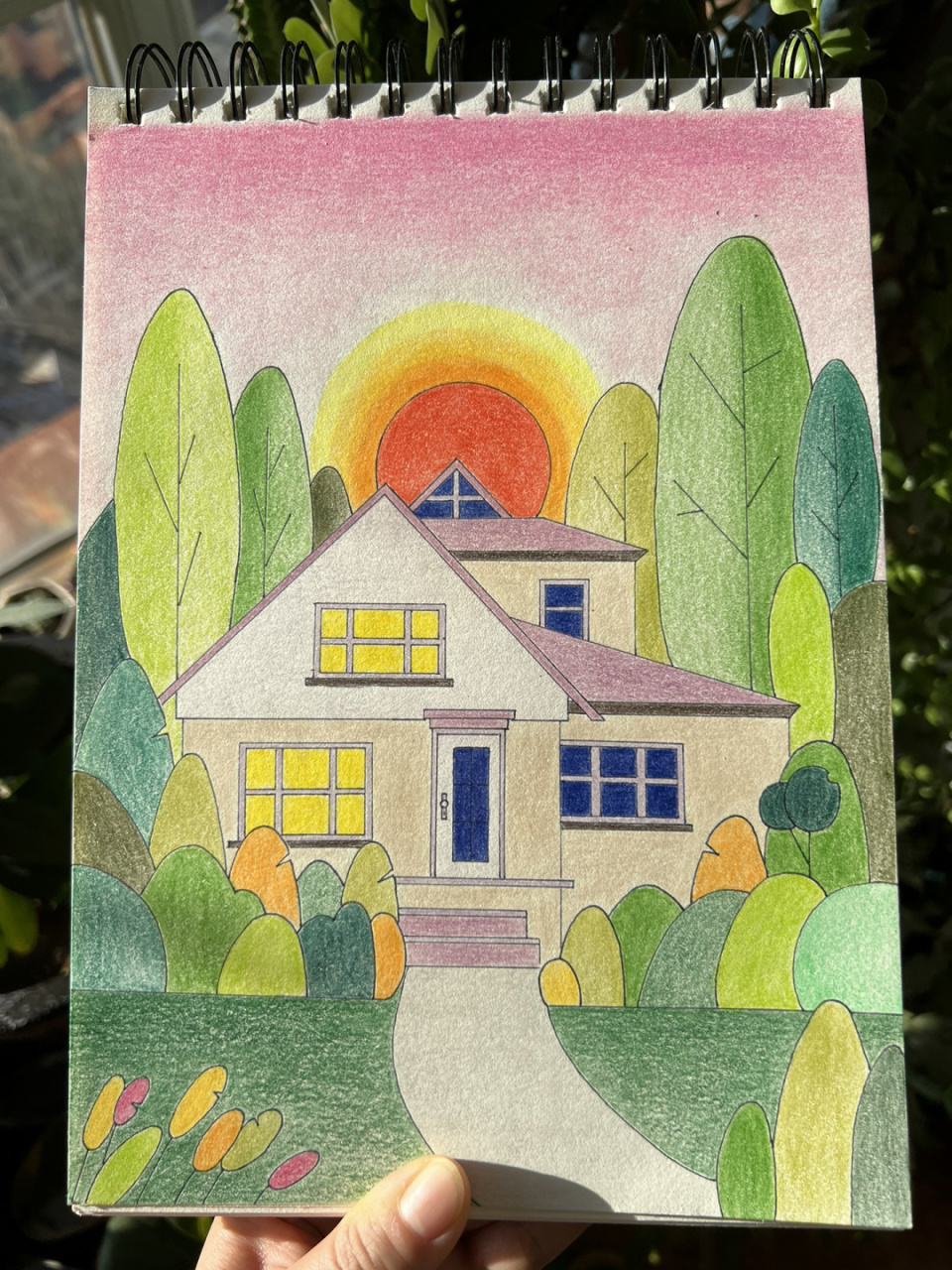 林间小屋(彩铅画.