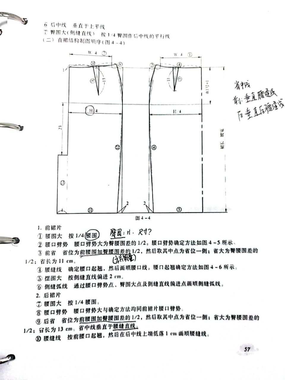 自学服装结构制图:直裙(一步裙)笔记 直裙(一步裙)画法要点: 981.