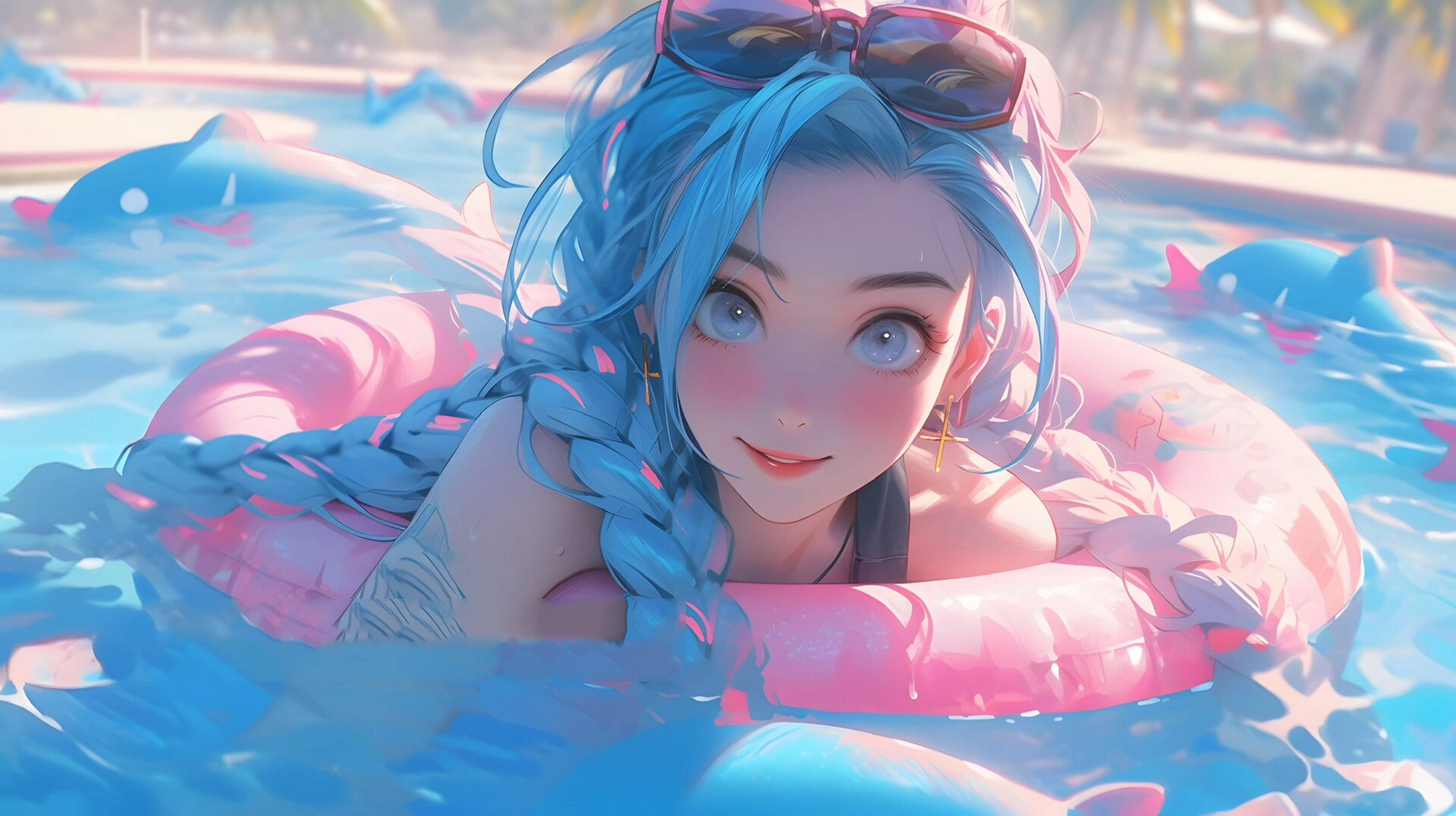 泳池派对金克丝|4k 16:9超高清电脑壁纸