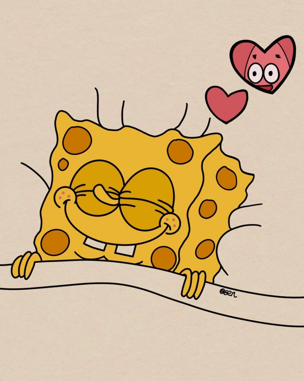 晚安,派大星～|海绵宝宝简笔画|附过程 晚安,梦里记得来找我抓水母哦