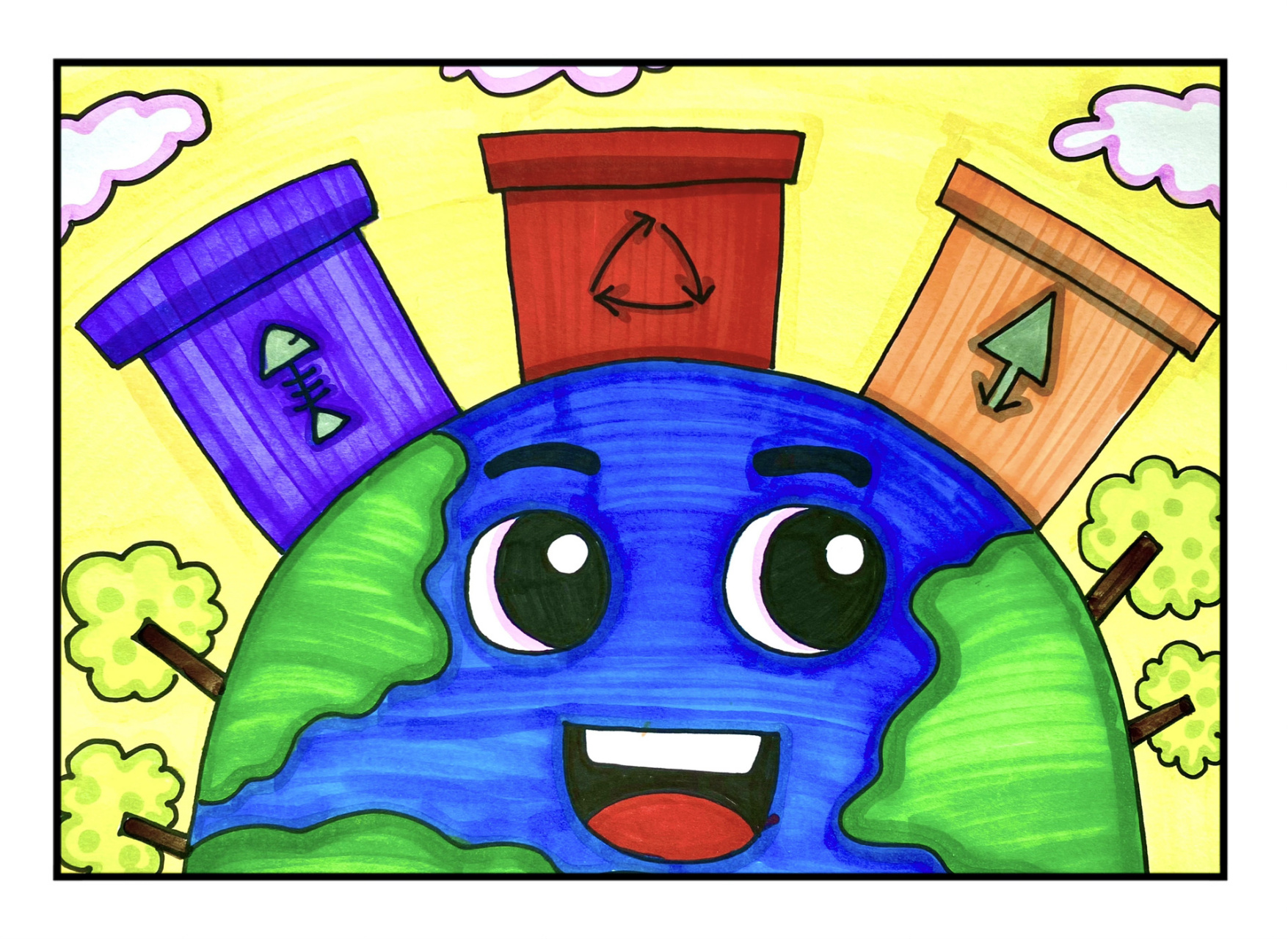 儿童画地球 一等奖图片