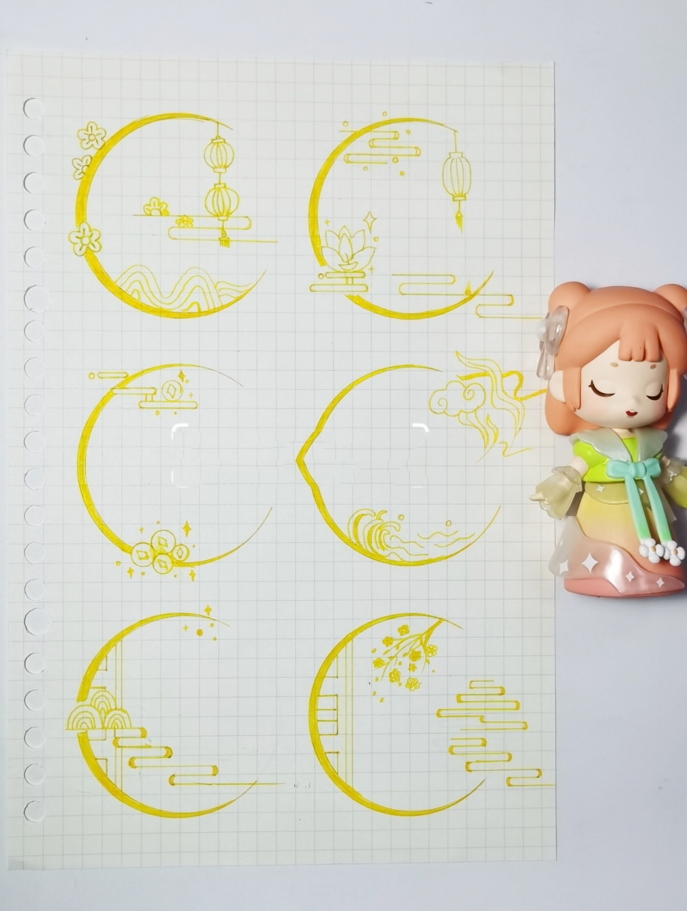 中国风手帐边框|原创古风圆边框 中国风手帐边框系列|手帐素材简笔画