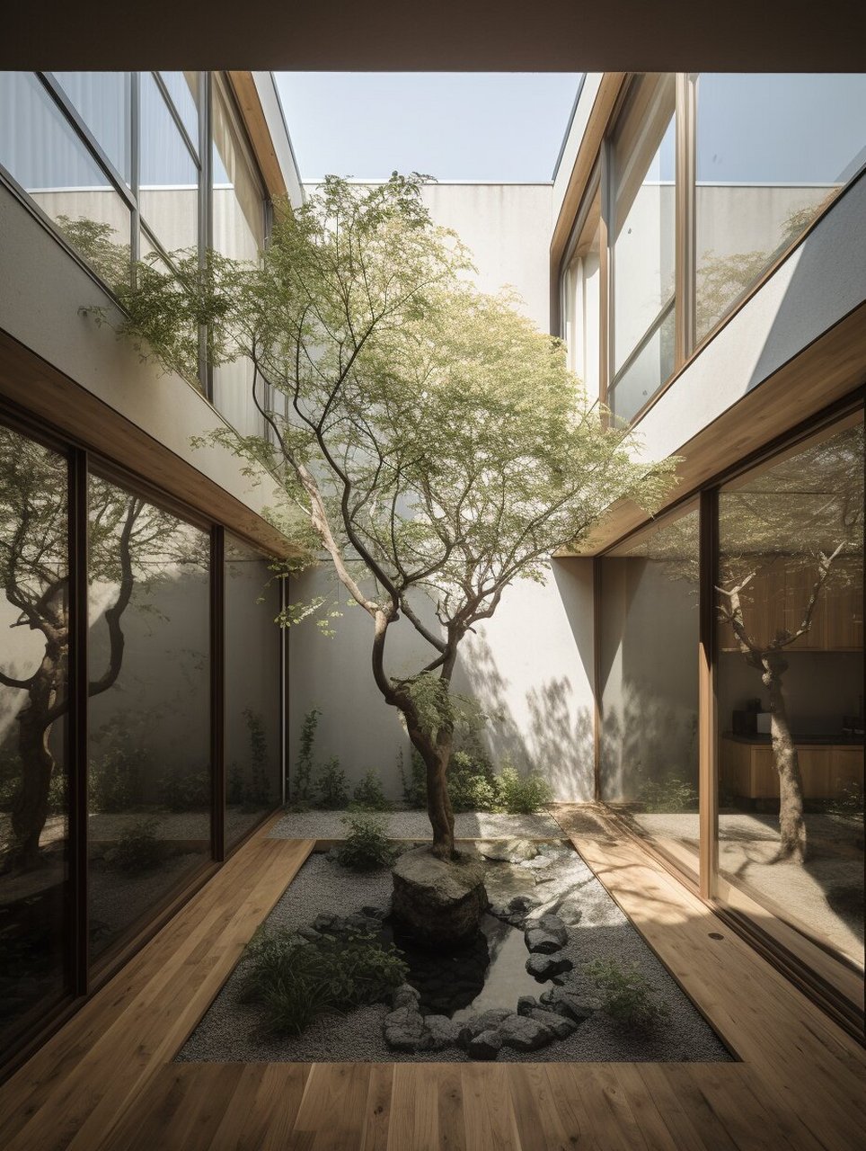 自然式 | 天井小院 阳光洒落,斑驳的树影令人忍不住驻足欣赏; 自然式