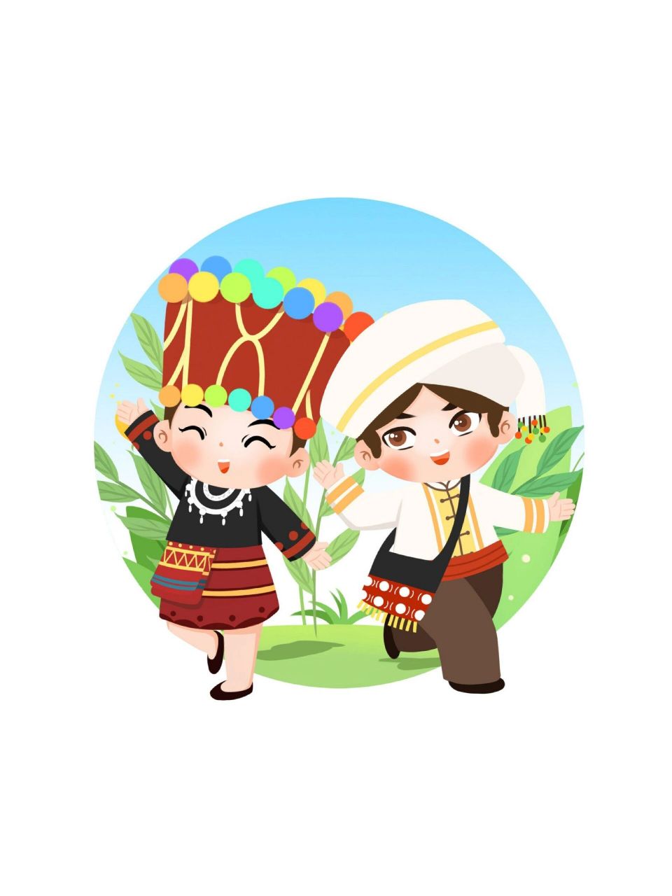 简笔画‖五十六民族传统服饰人物手绘① 969996999799