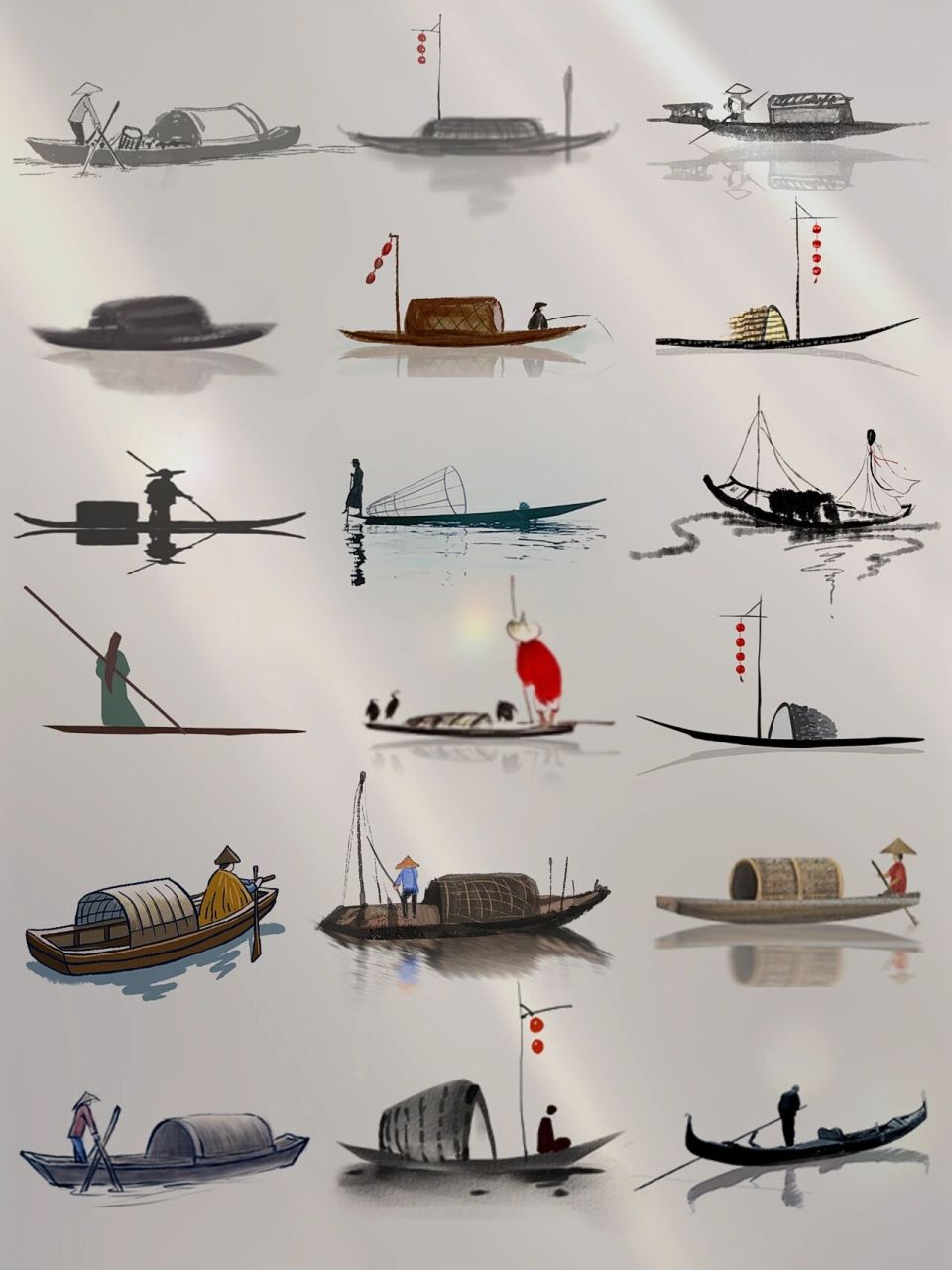 7715古风渔船|中国风水墨孤舟|png免抠素 7715今日分享『古风