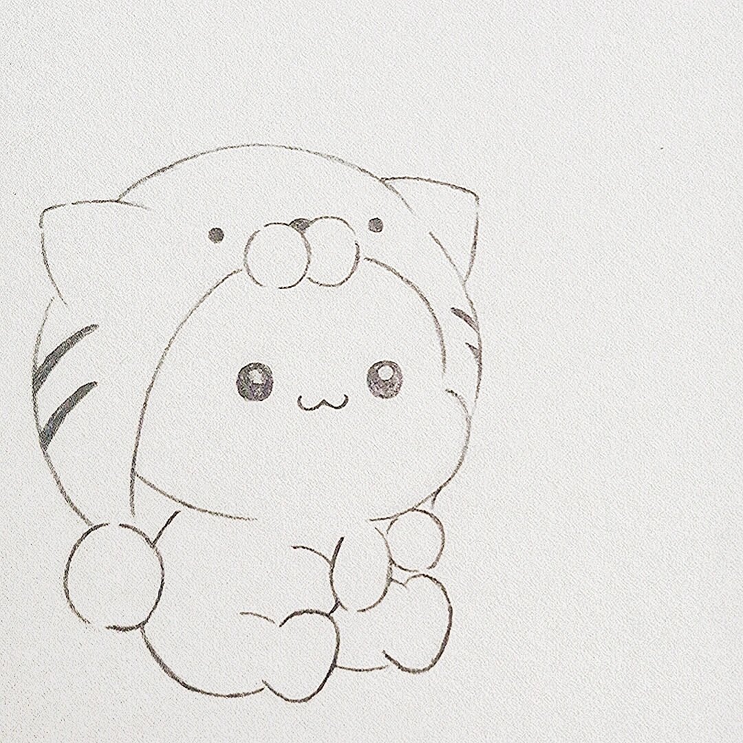零基础简笔画教程|虎头蜜桃猫 可惜,时间无法倒流,我终是失去了你