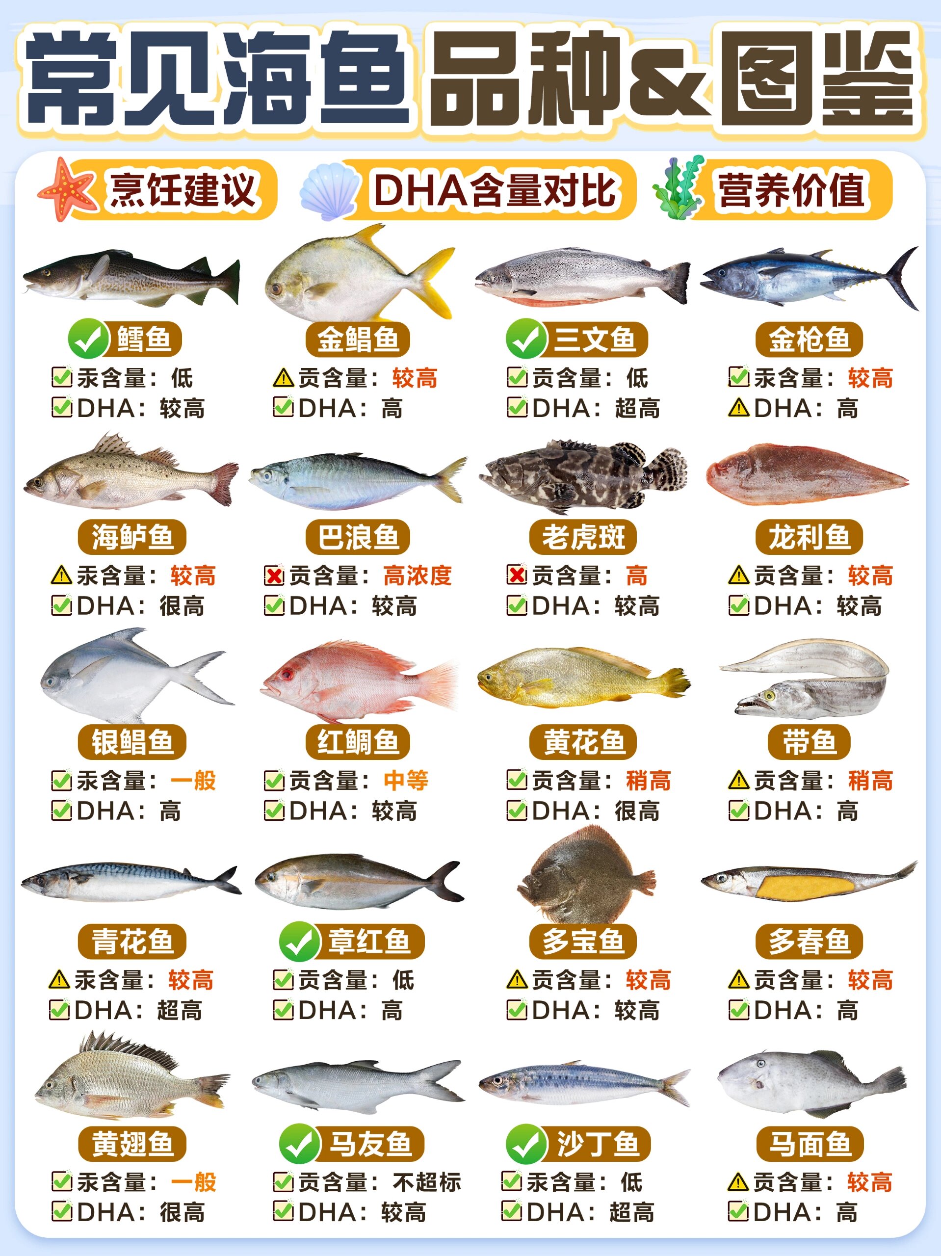 海鱼的品种大全及名字 俗话说"无鱼不成宴"中华吃鱼的习惯自古有之,烹