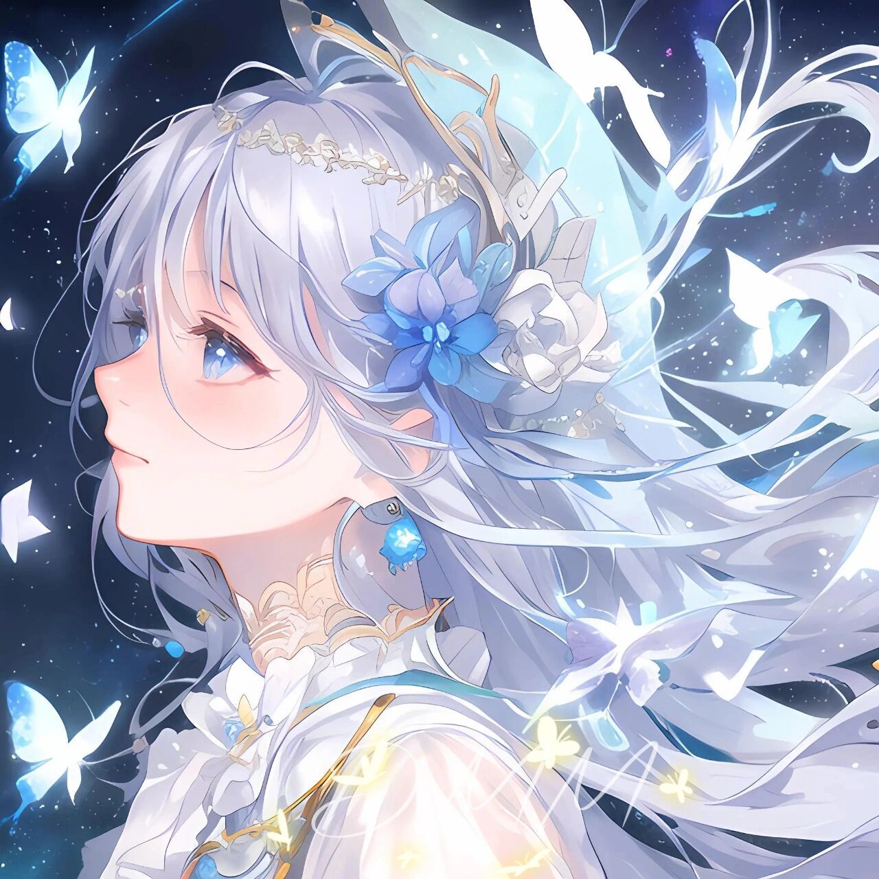 蓝色动漫女生头像 78梦幻有意境78颜值绝美      作者一只大毛毛