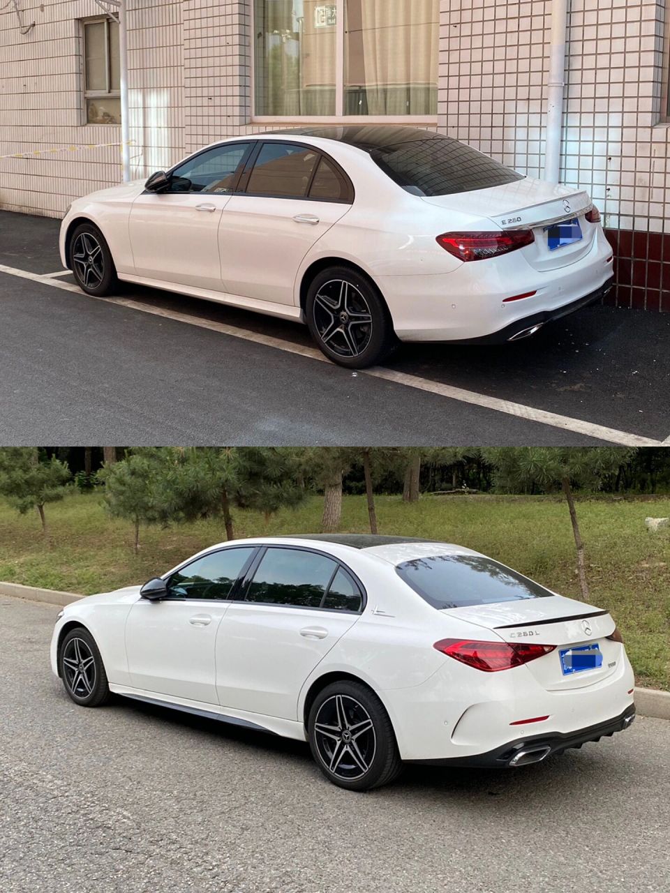 奔驰e260和c260l外观对比 远处看很像,但是设计语言e圆润,c更尖锐犀利