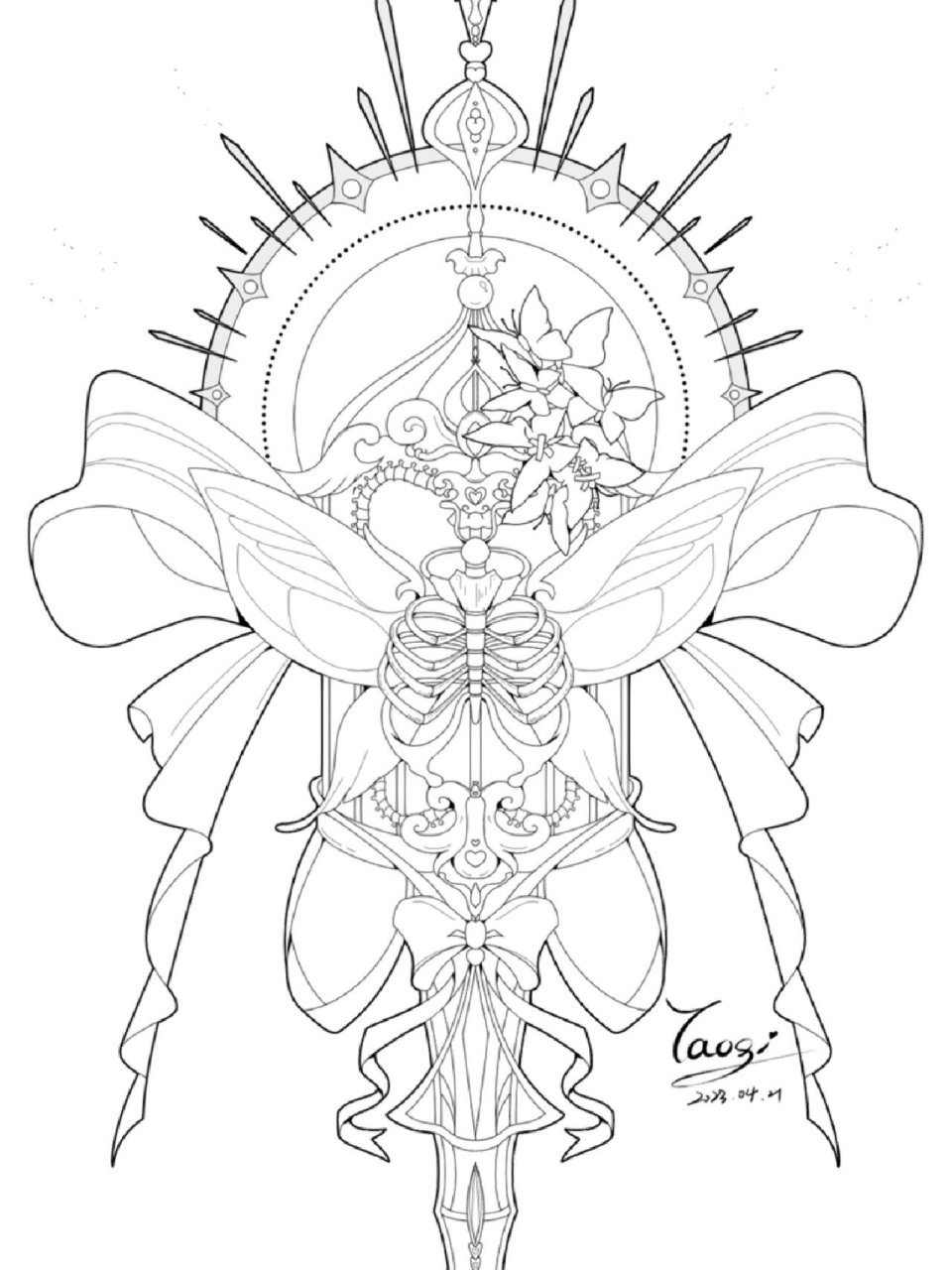 对称创意图形装饰线稿 修修改改,画了好久啊…创意也好难啊 最近画的
