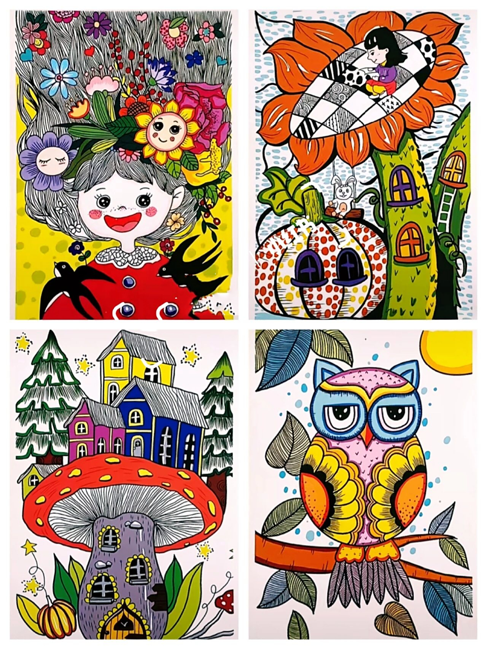 彩色创意线描装饰画