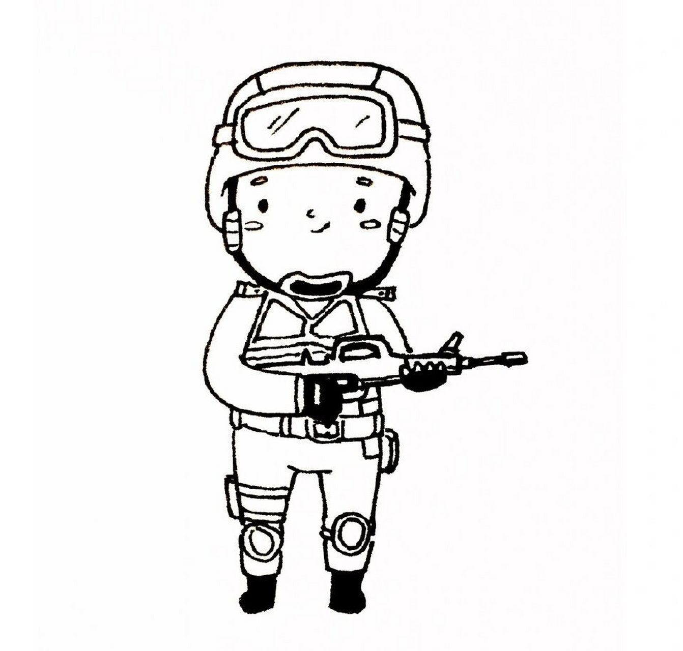 手绘简笔画军人