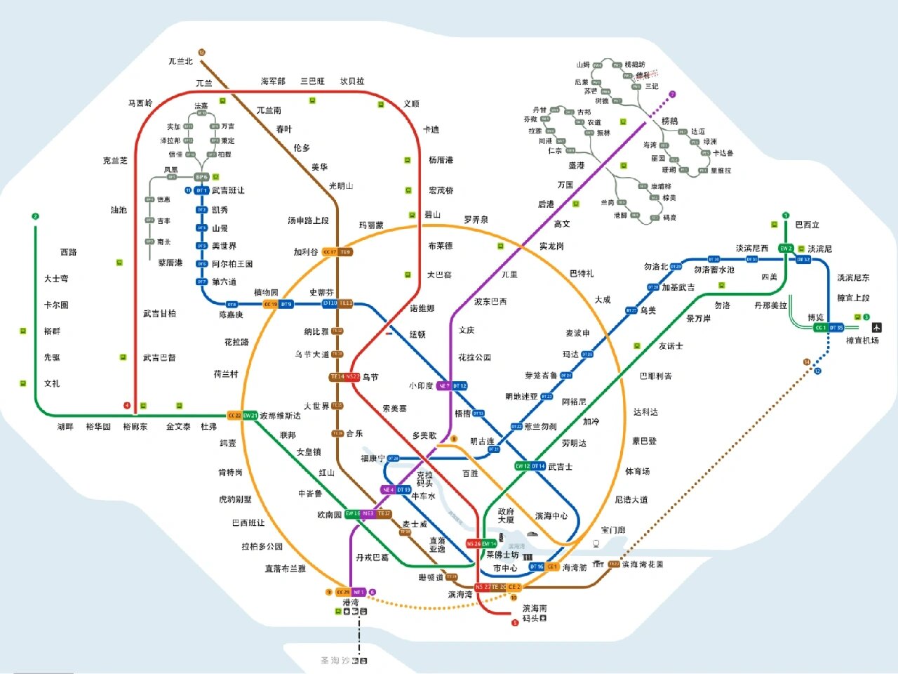 新加坡地铁蓝线线路图图片