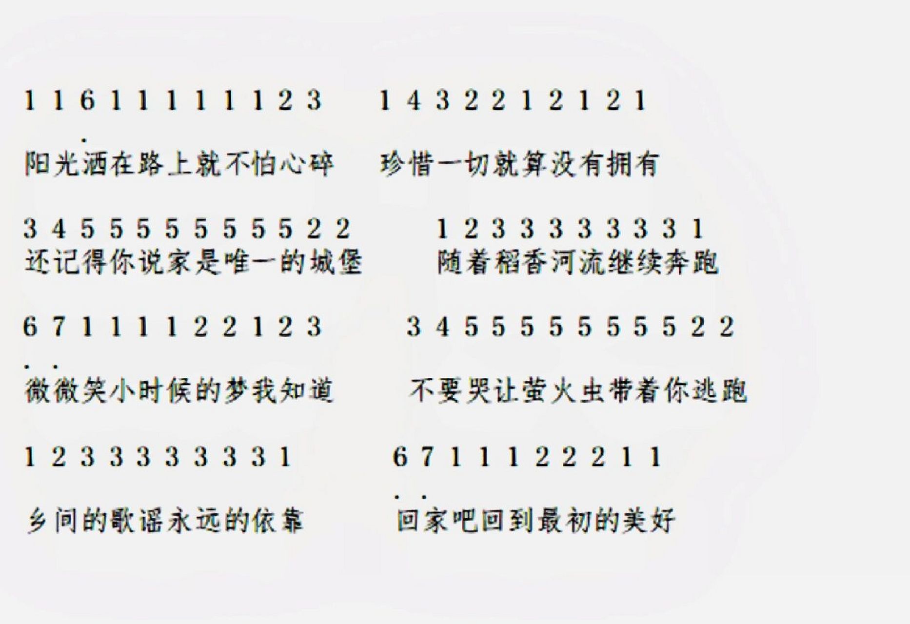 《稻香》完整简谱