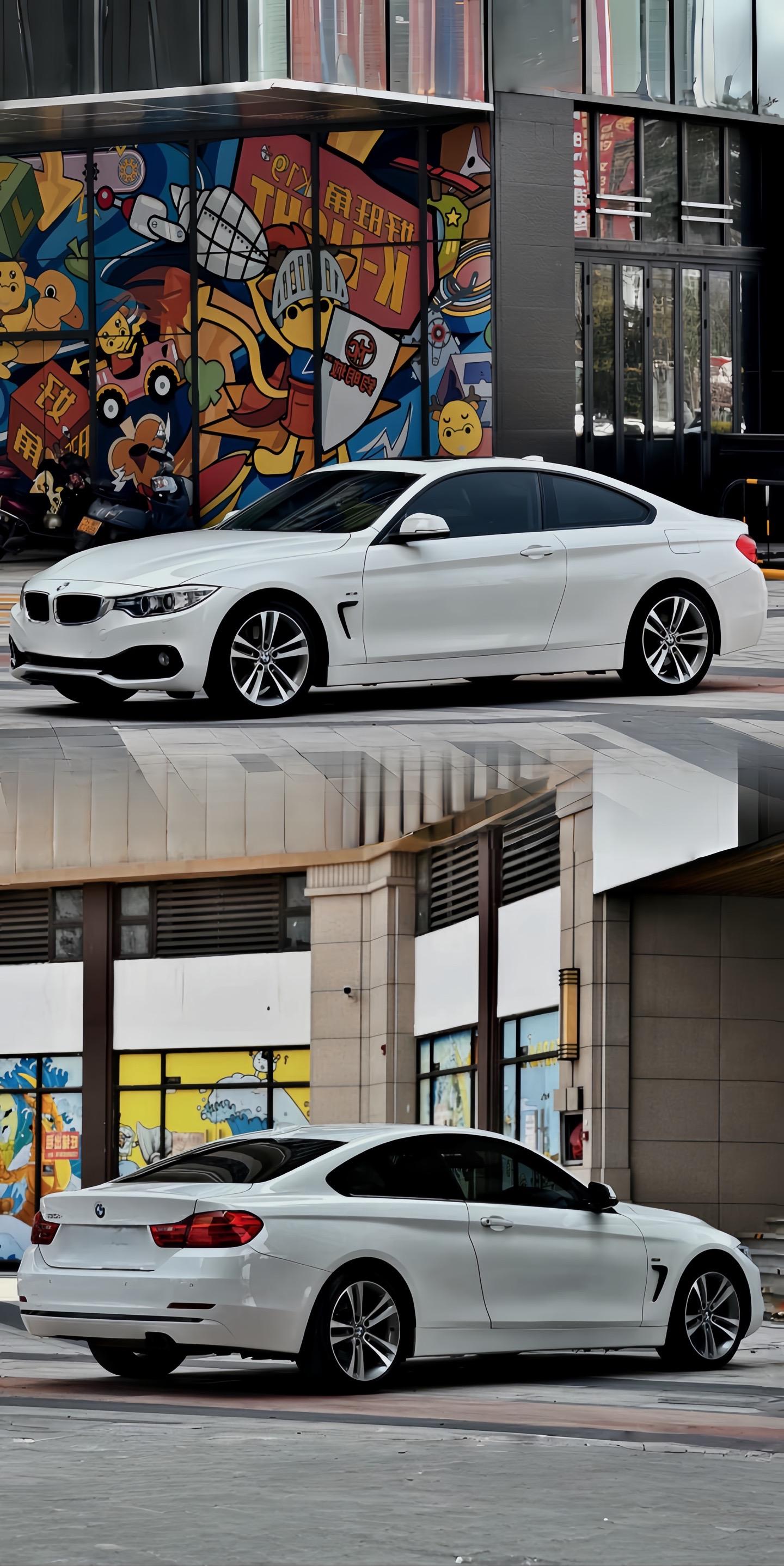 14年宝马428i运动设计套装 双门四座,一手车,8万多公里,白色黑内,2.