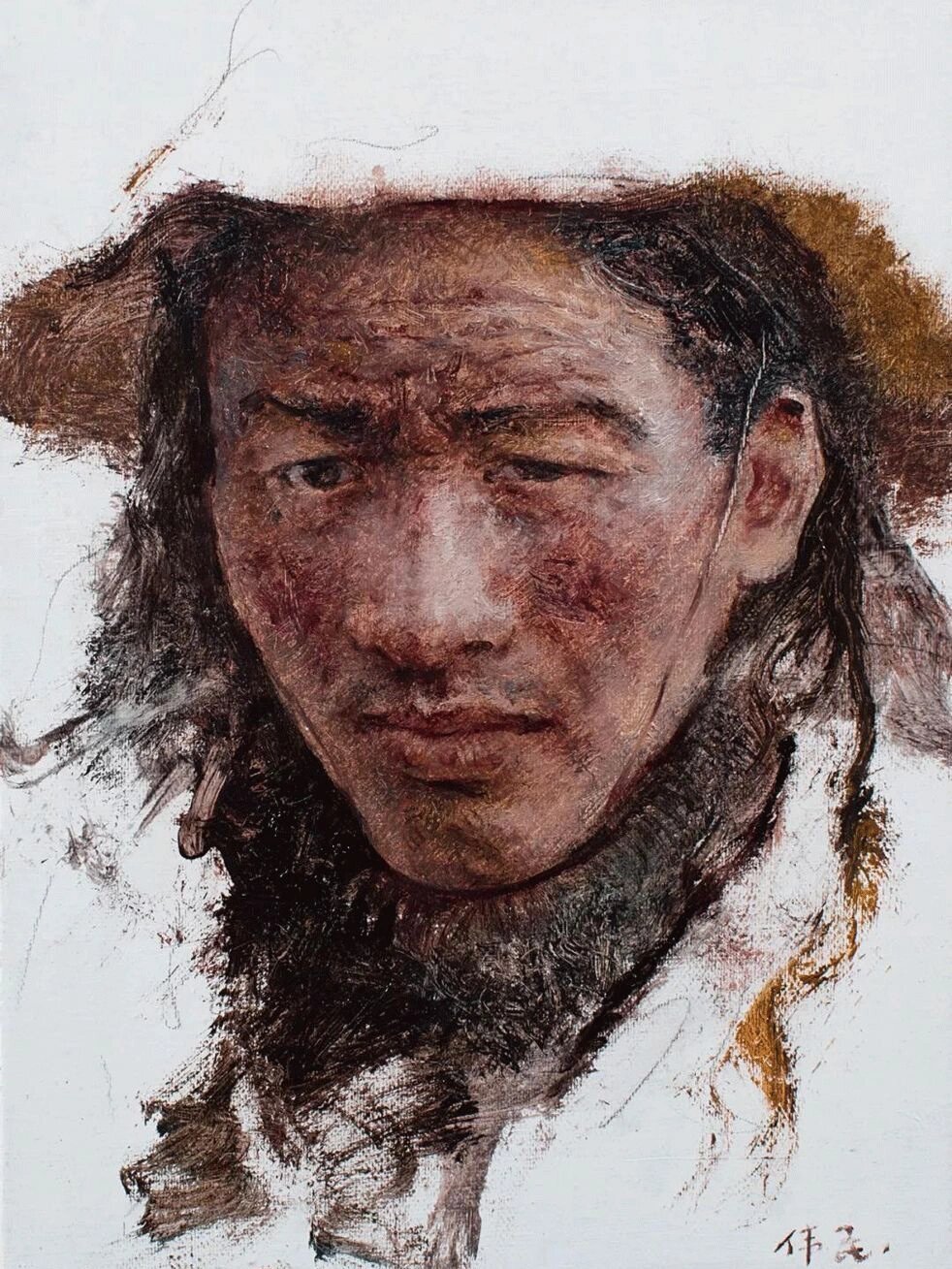 藏族题材的油画人物 唐伟民油画作品#油画人物# #人物肖像