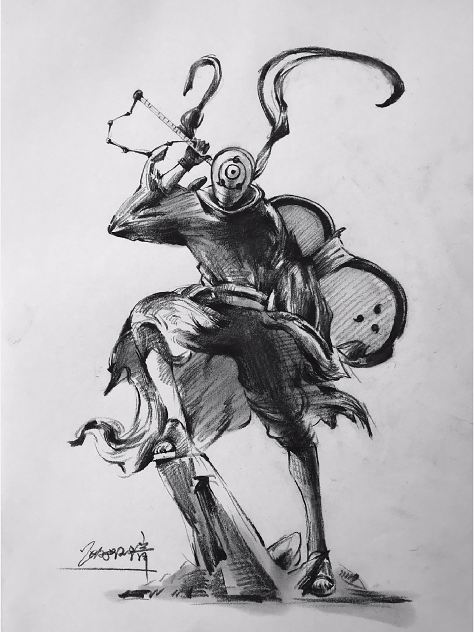 画一张速写宇智波带土 今日画的一张小速写