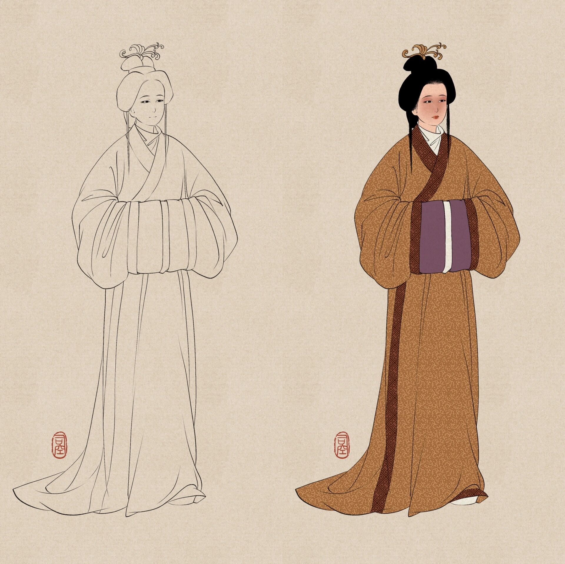 【复原汉服人物插画练习】东汉女性服饰