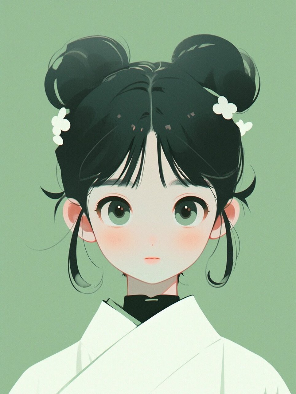 插画设计|温婉国风女生头像 重要关键词:国风,正脸,对称 用default