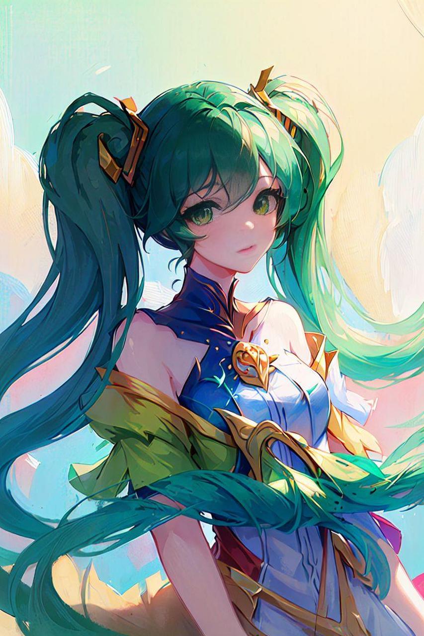 让ai触手可及二次元插画美少女高清美女绿发的美少女.