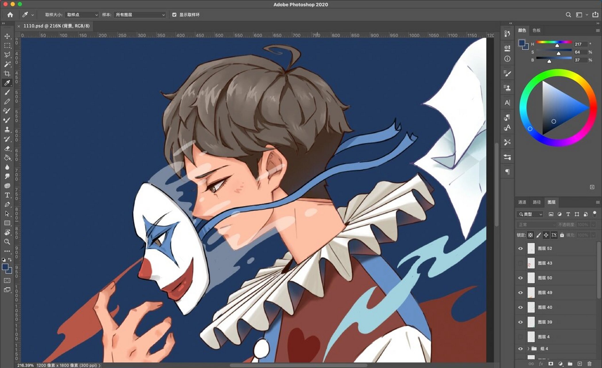 插画|夜晚,卸下小丑面具.