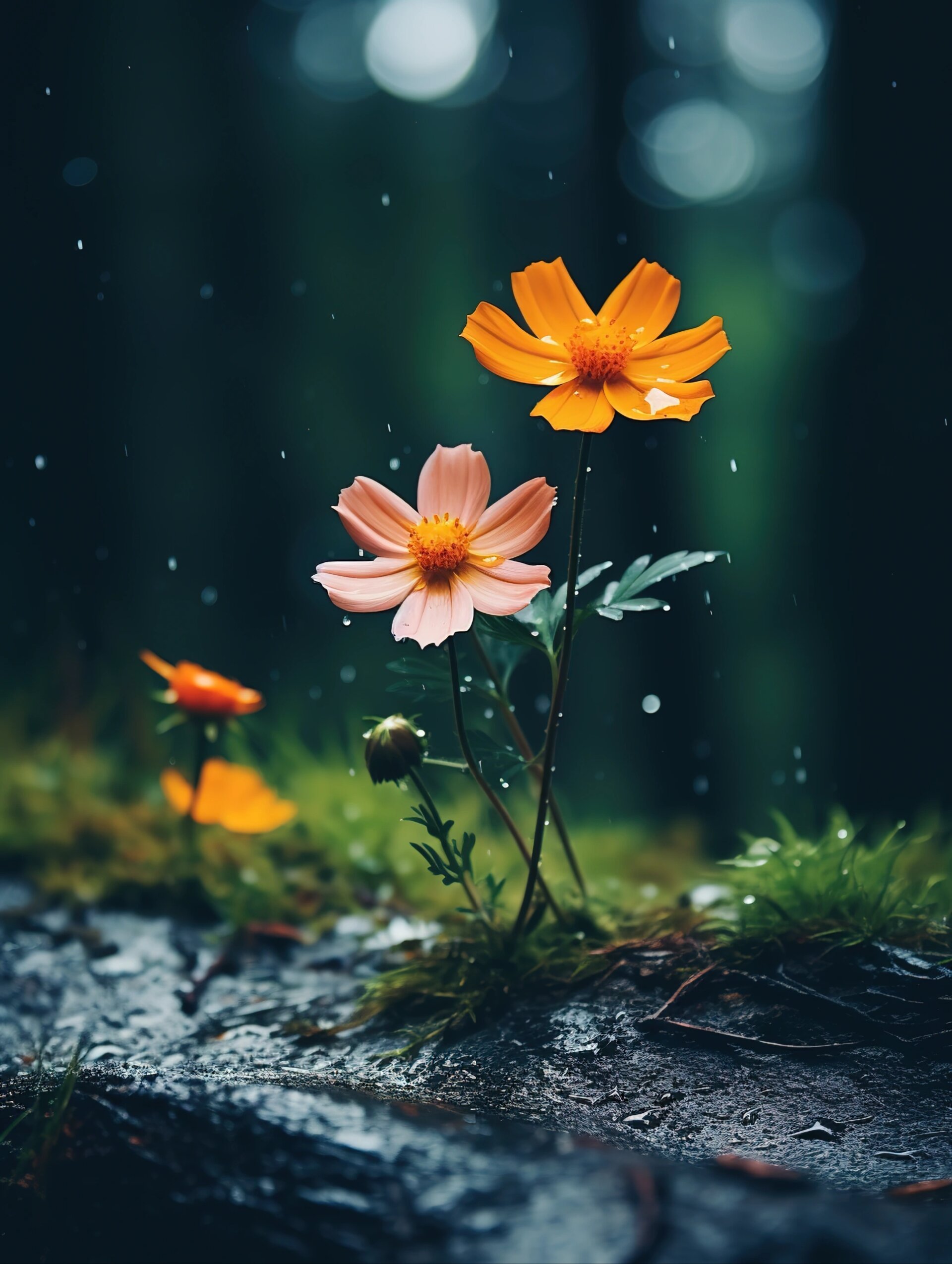 雨水打在花朵图片唯美图片