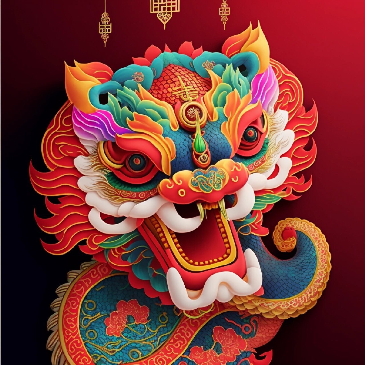 还有10个月就到龙年了呀,喜气洋洋的龙头像