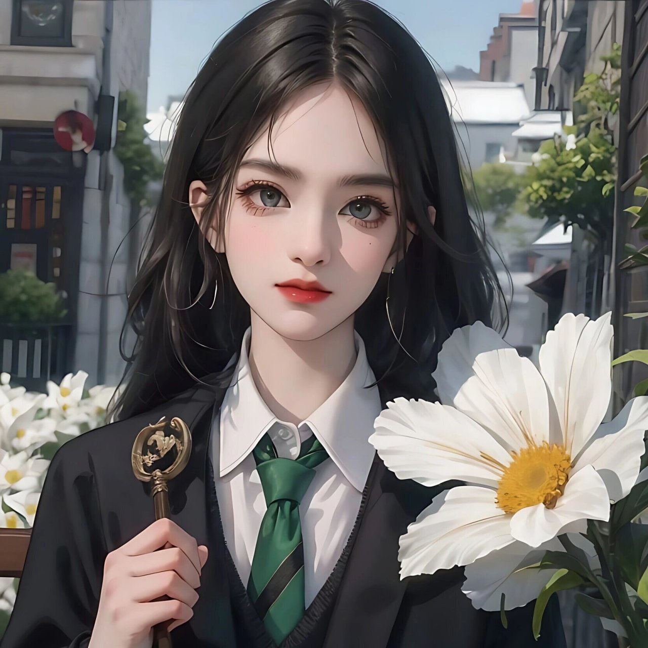 绿色系清冷女生头像61欢迎来到蛇院的后花园 #画画的日常# #女生