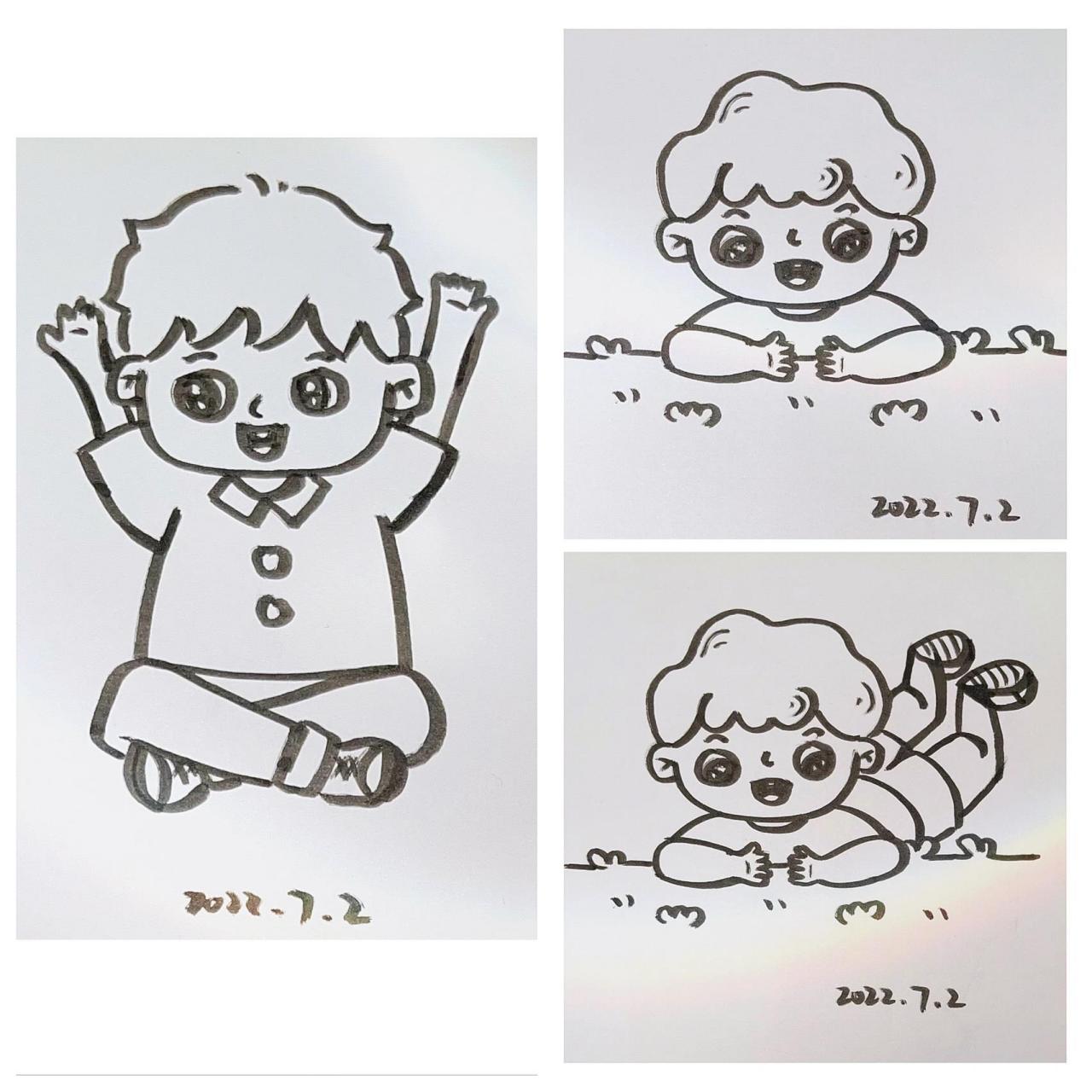 简笔画9|坐,趴造型人物 练习一下坐,趴造型的人物.