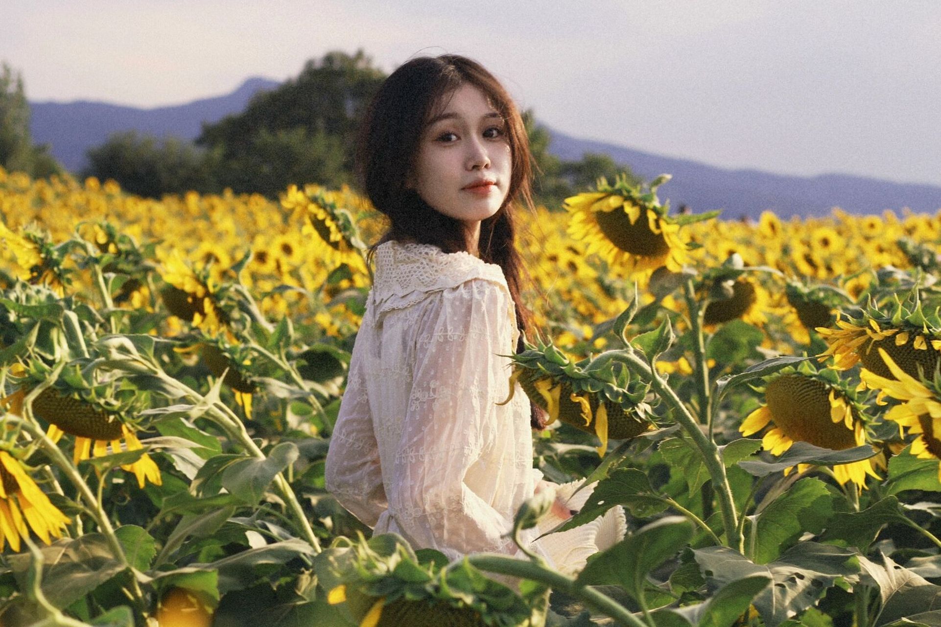 记录一夏～ 	 91拍照动作/姿势: 16615站在花海里 抱一朵向日葵