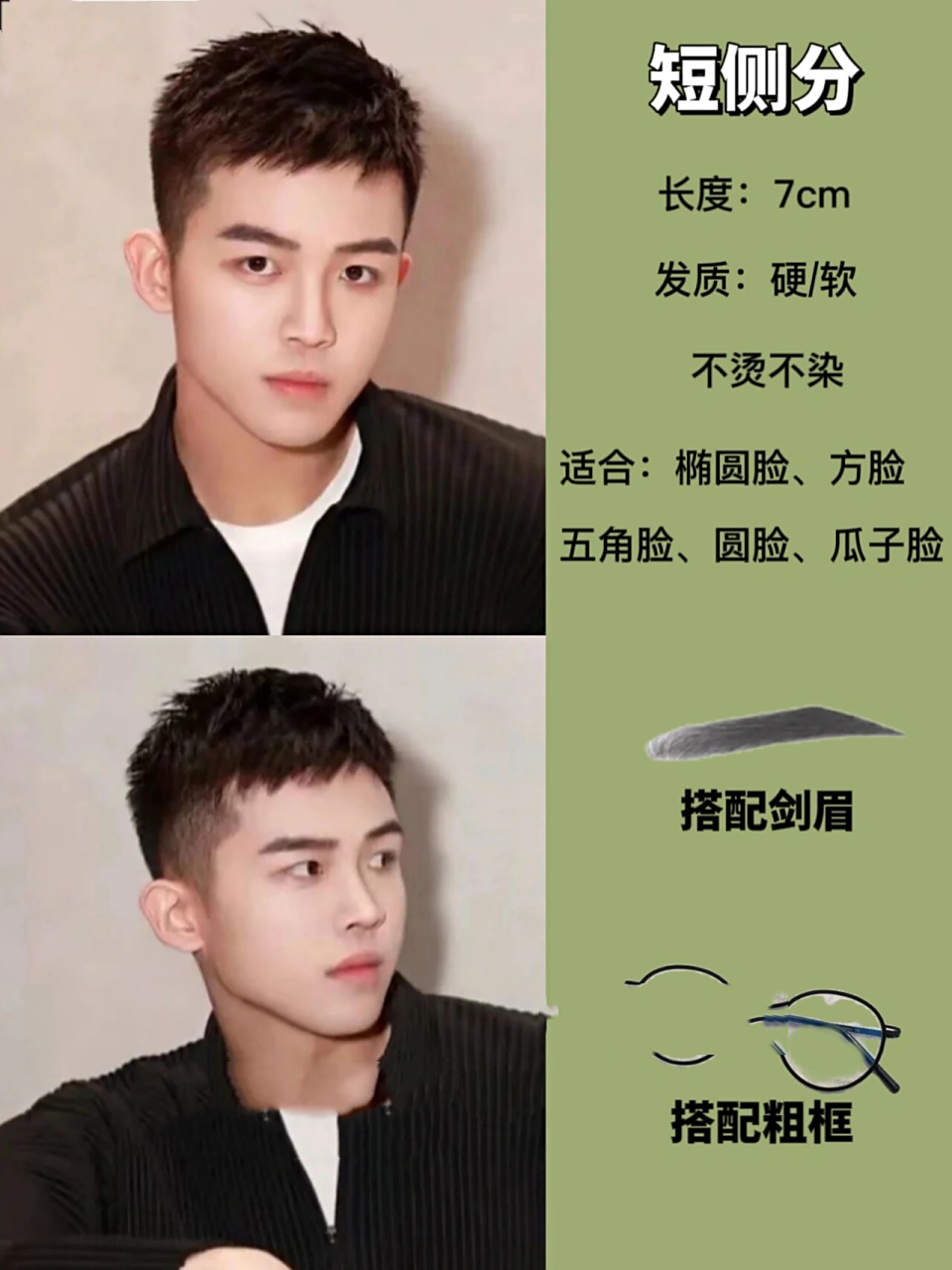 侧分碎发/男生发型推荐/根据不同脸型选发型 男士发型参考/男生发型