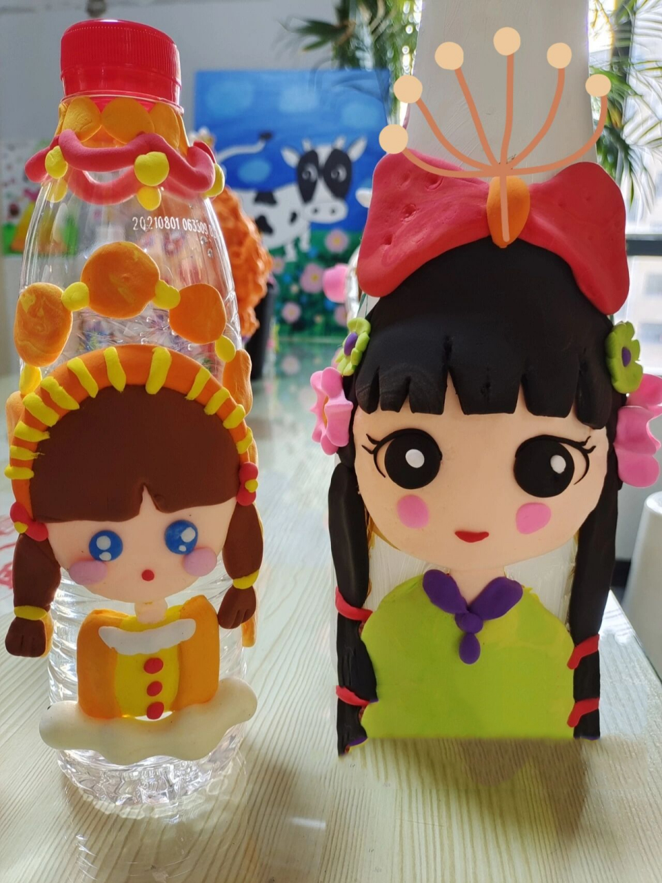 超轻粘土|瓶子手工|原创作品|儿童创意 材料:闲置的矿泉水瓶或者酒瓶