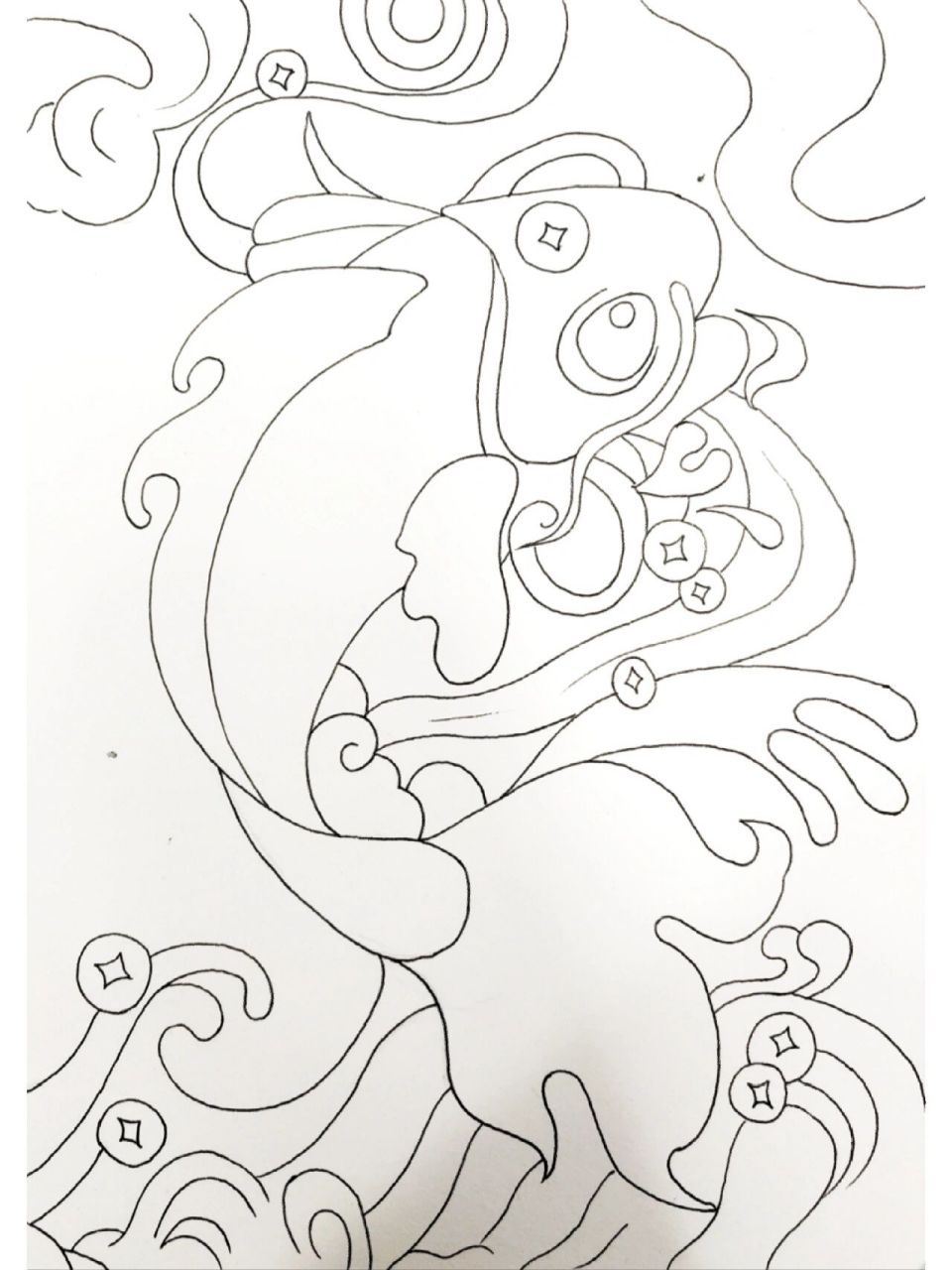 手绘190天|鲤鱼打挺|卡通篇|附过程图 锦鲤卡通系列临摹来源小红薯