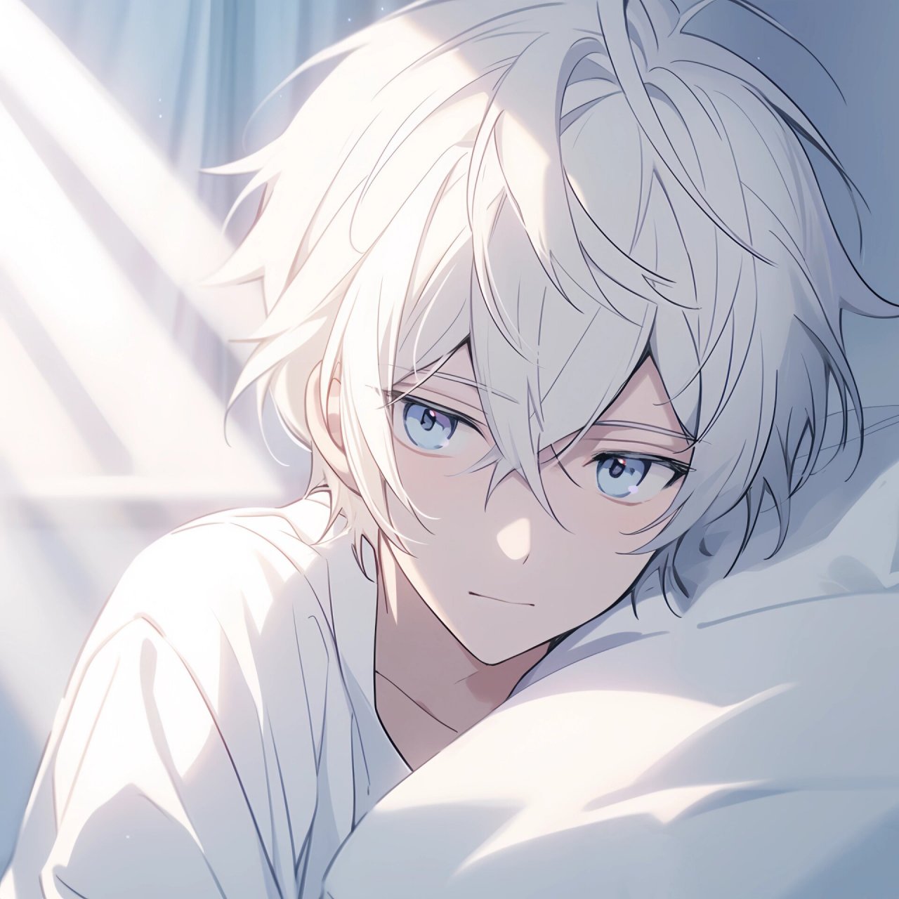 动漫头像|白发蓝瞳男孩